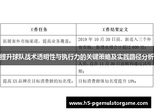 提升球队战术透明性与执行力的关键策略及实践路径分析